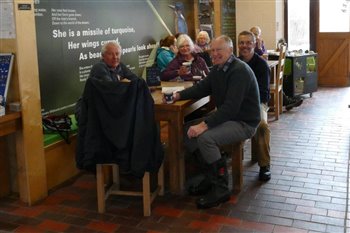 Volunteers enjoying a hot drink in the Centre