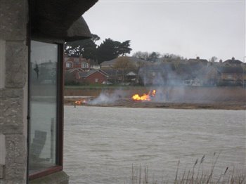 Reed Burning at Radipole Lake