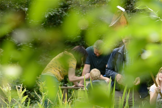 Family pond-dipping at Birdfair.