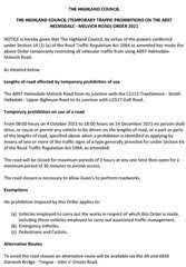 Temporary Traffic Prohibition Order on the A897