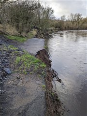 Erosion of the bund around Baron's Haugh Wetland