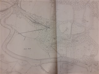 An early 20th century map showing the bund around Baron's Haugh