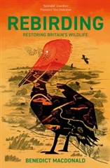 A bright orange book cover with the outline of a pelican on the front and the word "Rebirding" above it in green.