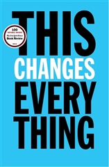 A bright blue book cover with large text saying "This Changes Everything".