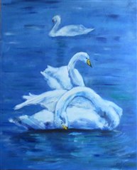 painting of 3 swans