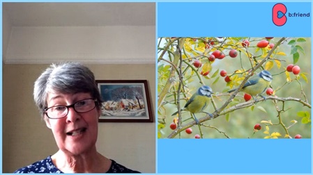 Helen Ensor with an image from her garden birds talk