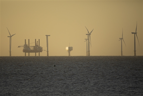 Offshore windfarm being constructed