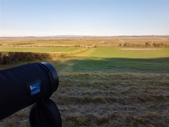 Picture of telescope and views of West Sedgemoor.