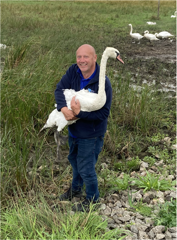 Brian with a swan