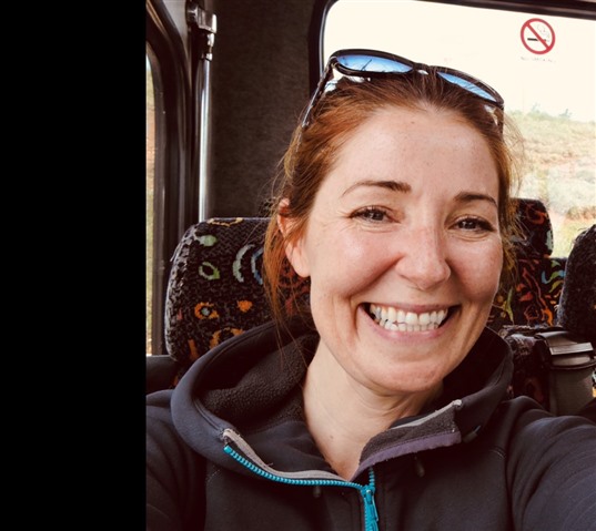 Claire Barnett on Puffin Bus to West Light Seabird Centre